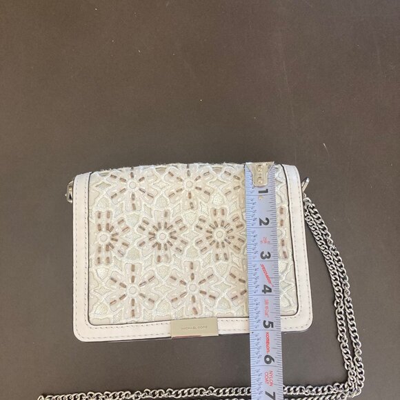 Michael Kors Clutch Crossbody Bag Purse Jade Medium Gusset Embroidered Leather - Picture 13 of 16